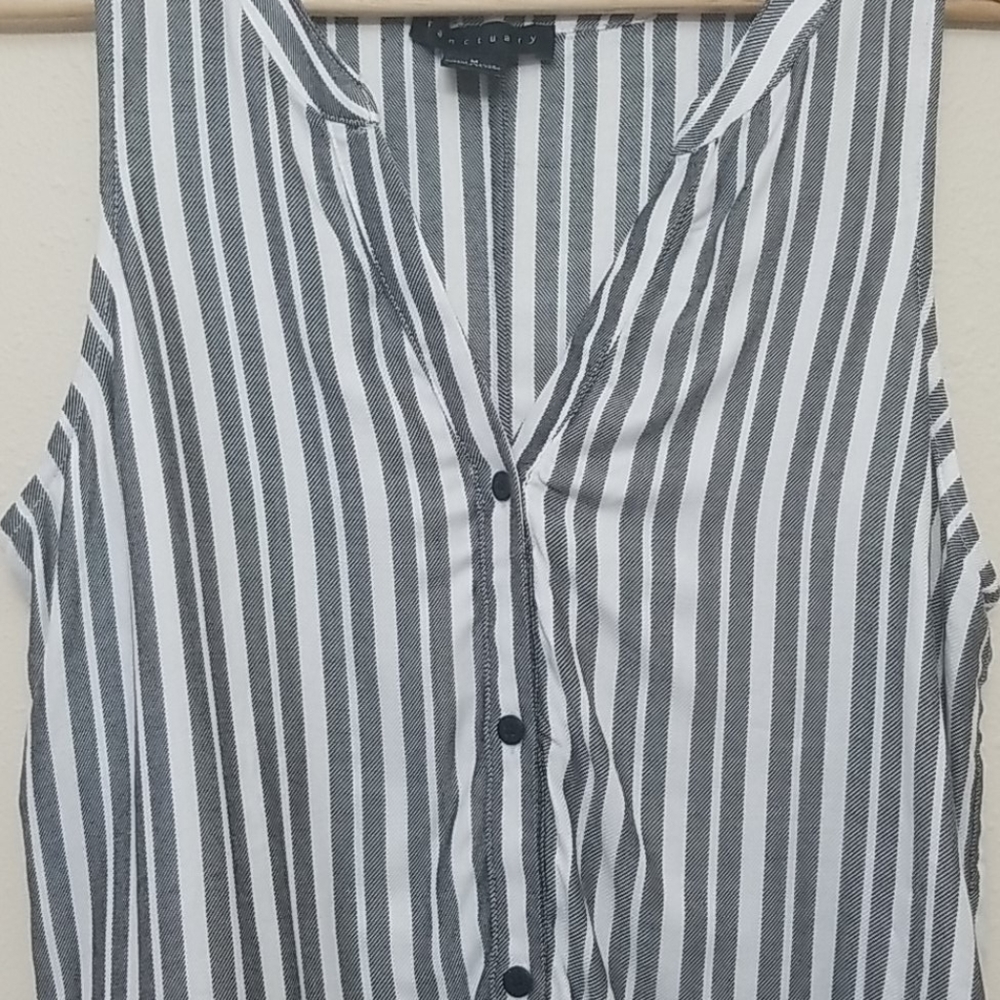 Sanctuary Striped Sleeveless Tie Front Tank Medium - Picture 3 of 6